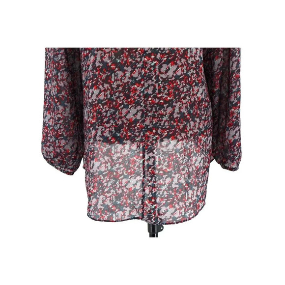 BCBGeneration Blouse Women M Multicolor Cut‎ Out Back Semi Sheer Lightweight Top - Picture 8 of 9